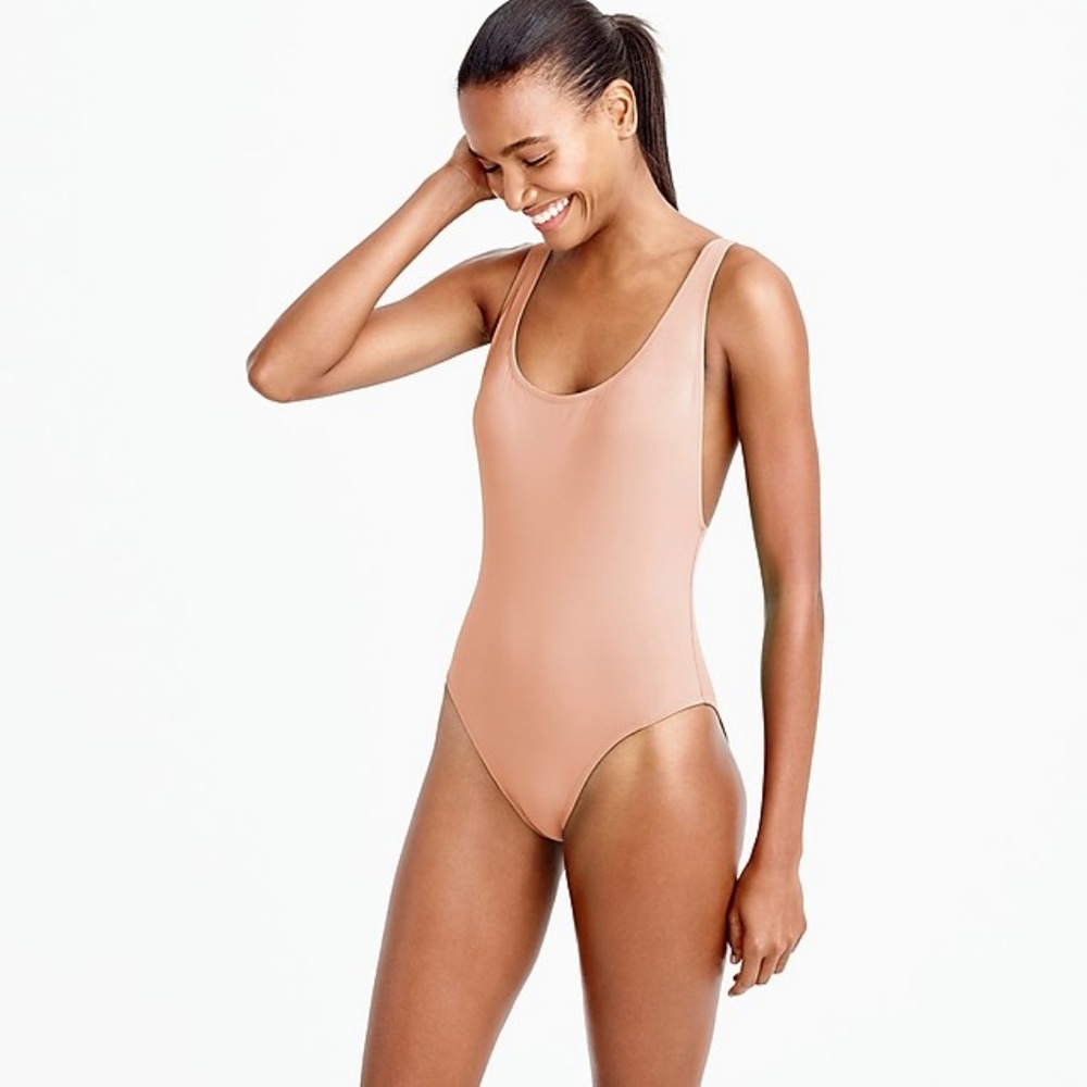 J. Crew plunging scoopback one-piece in lemon